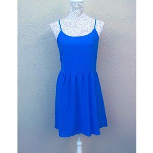 Everly Cobalt Blue Lace Up Back Skater Dress